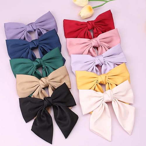 Miniatura 6 de 10 lazos grandes para el cabello para mujeres y niñas, pinzas para el cabello de 8 pulgadas, estilo francés, lazo negro para accesorios para el