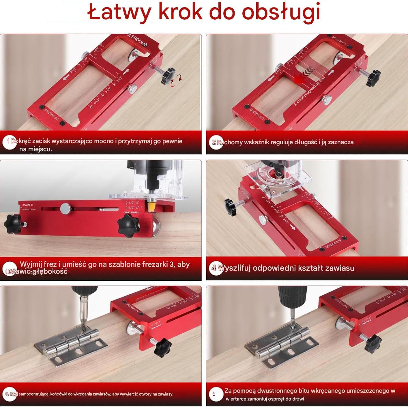 Szablon Frezarski Zawiasów Drzwiowych 2w1 Akcesoria Stolarskie | Zestaw Do Montażu Zawiasów Drzwiowych Dla Stolarzy Wykonawców Entuzjastów DIY Właścicieli Domów Budowy Mebli Remontu Domu