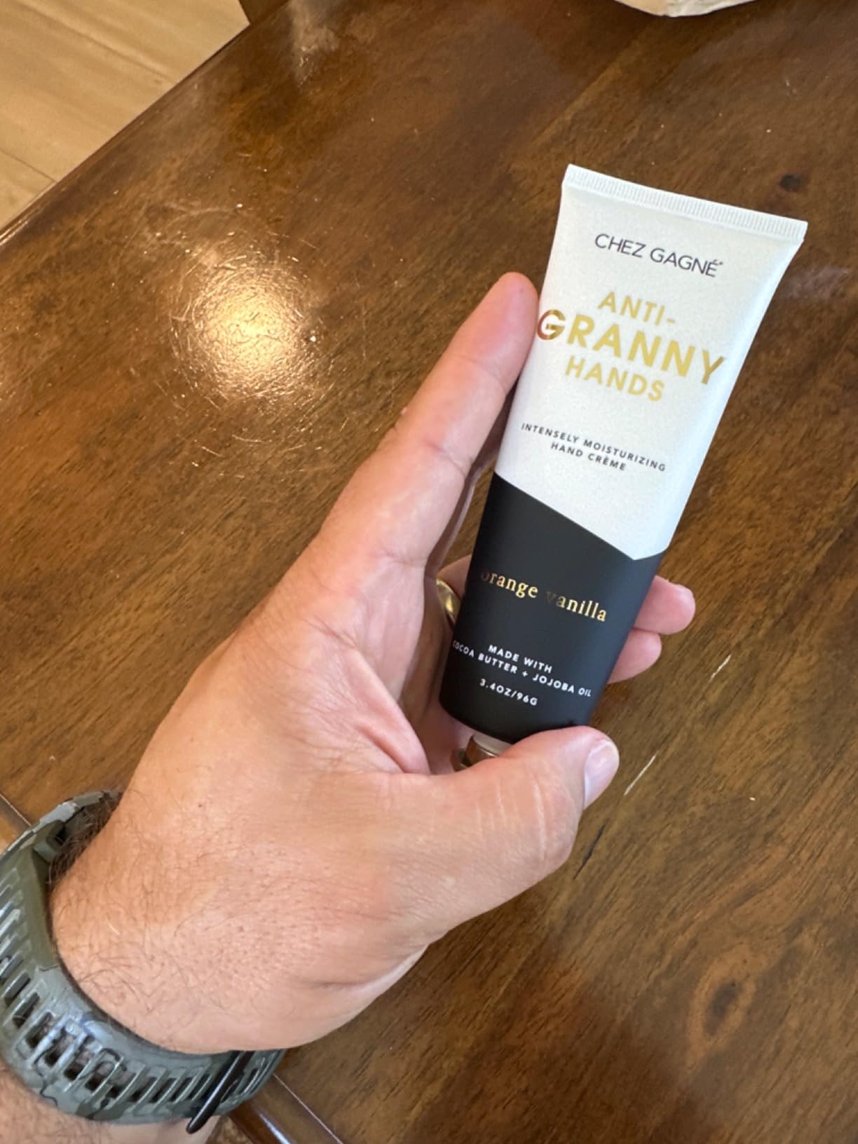 Chez Gagné Vegan Hand Cream for Dry Hands - Hand Job - Sea Salt Citrus and Neroli 3.4oz Non-Greasy Moisturizing Hand Lotion - Made in California - Paraben, Sulfate & Phthalate Free - Funny Gift