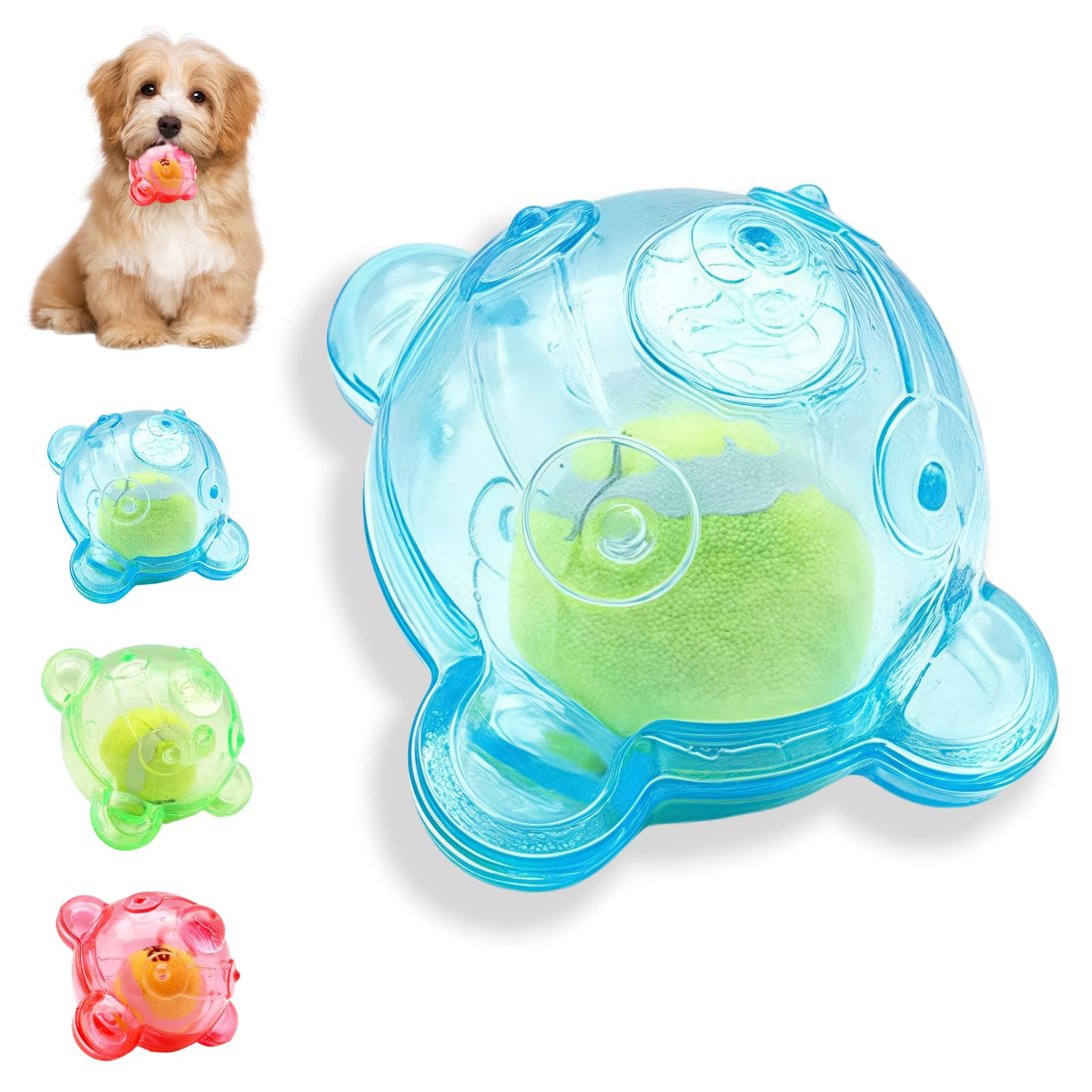 Jatmira Tough Durable Ball Toy for Aggressive Chewers Ball in Strong Rubber Squeaky Dog Chew Fetch Toy for Small Medium Breeds (Blue)