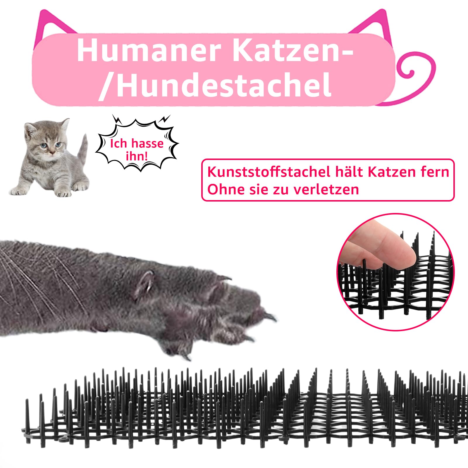 20 griglie per spine contro i gatti, 40 x 20 cm, per gatti da giardino, con spikes Mat nero, anti gatti, per giardino, vincitore del test, per esterni, protezione delle piante