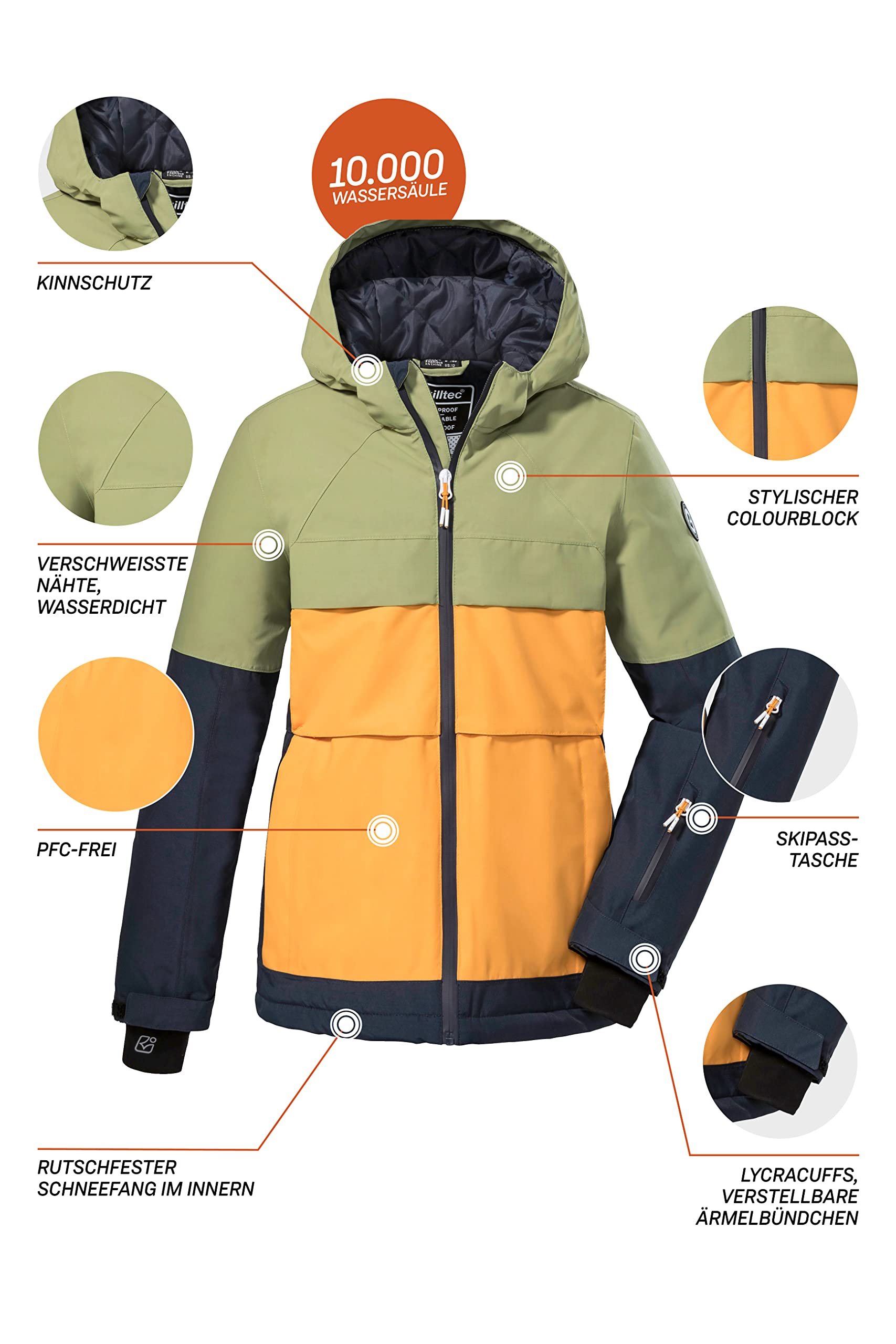 Killtec Mädchen Ksw 173 Grls Ski Jckt Skijacke/Funktionsjacke mit Kapuze und Schneefang