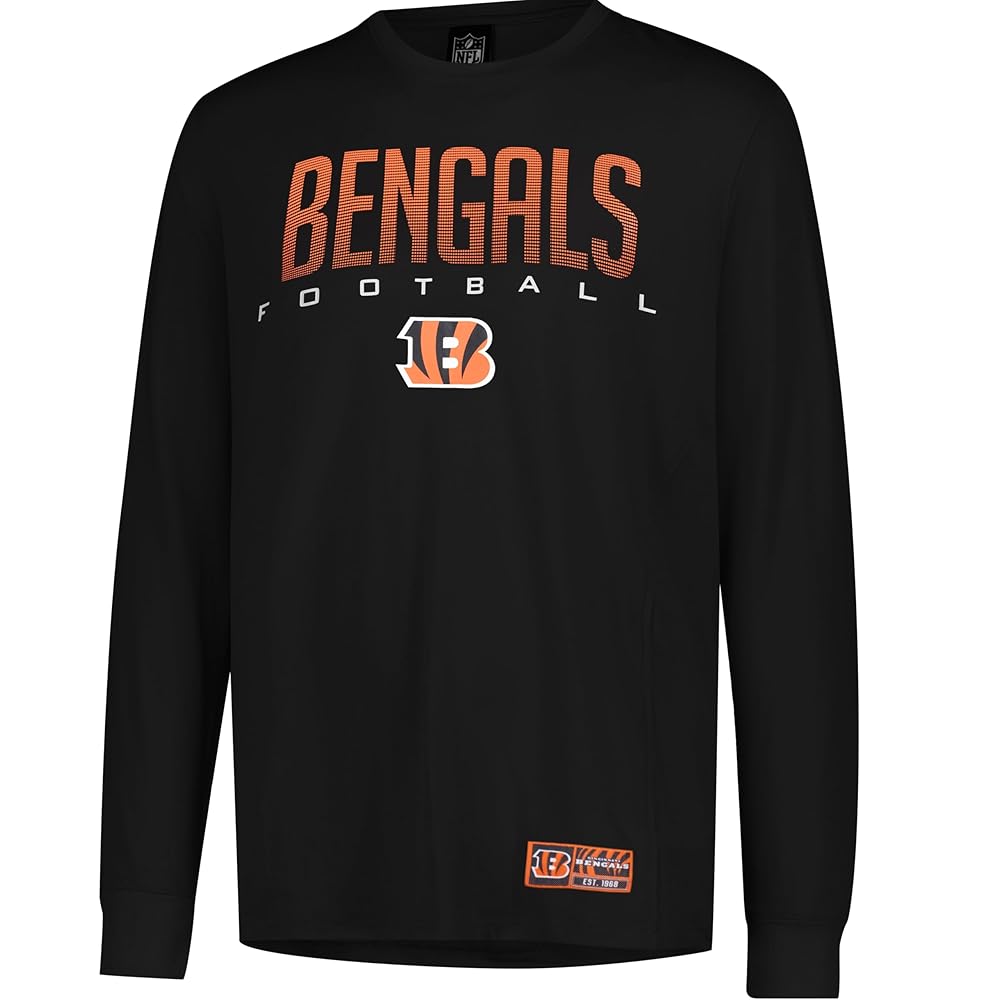 Ultra Game NFL Official Adults Super Soft Game Day Long Sleeve T-Shirt - Unisex, Cincinnati Bengals, Team Color, Medium