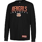 Ultra Game NFL Official Adults Super Soft Game Day Long Sleeve T-Shirt - Unisex, Cincinnati Bengals, Team Color, Medium