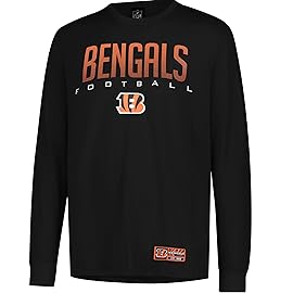 Ultra Game NFL Official Adults Super Soft Game Day Long Sleeve T-Shirt - Unisex, Cincinnati Bengals, Team Color, Medium