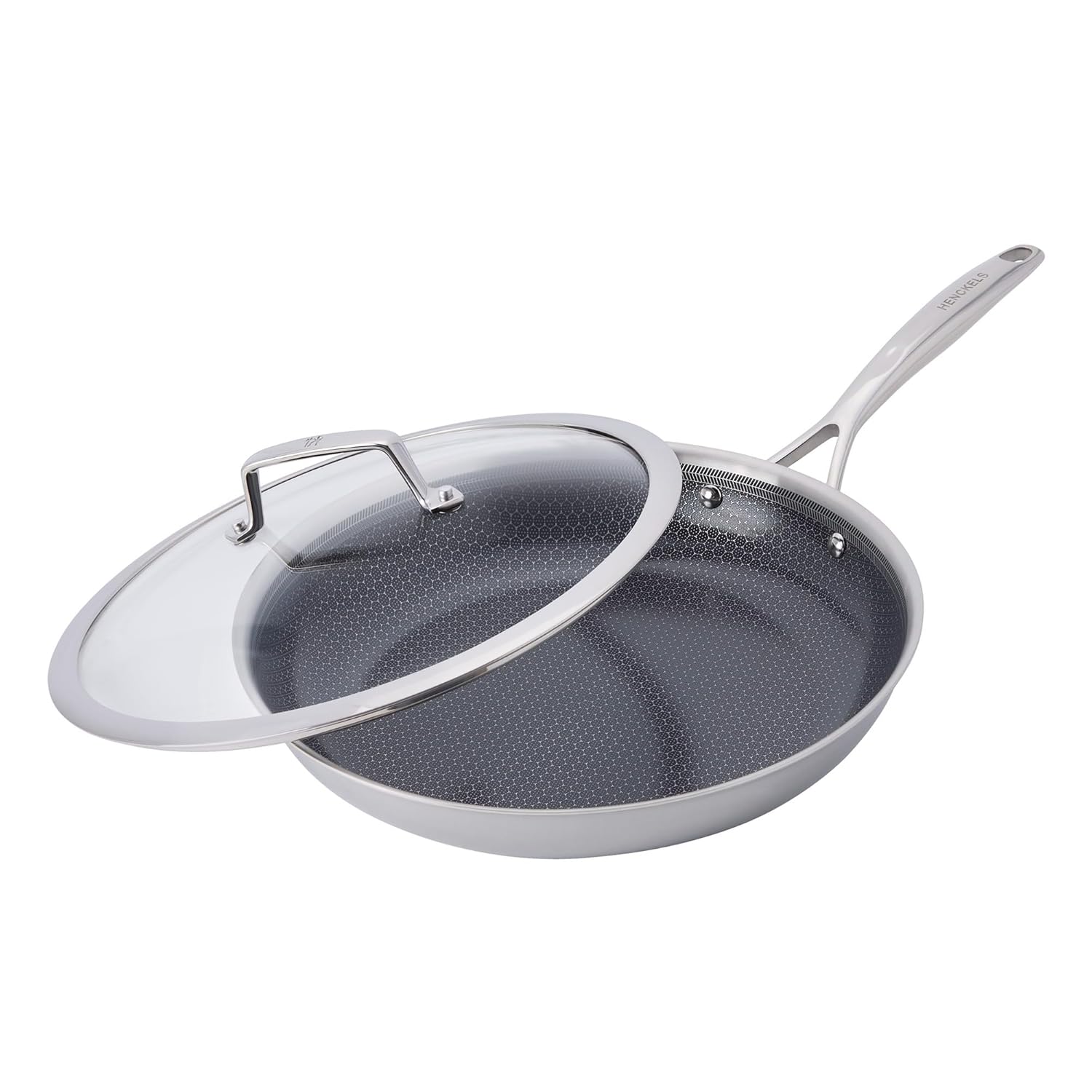 Henckels Paradigm Ceramic 12-inch Stainless Steel Dual Performance Fry Pan with Lid