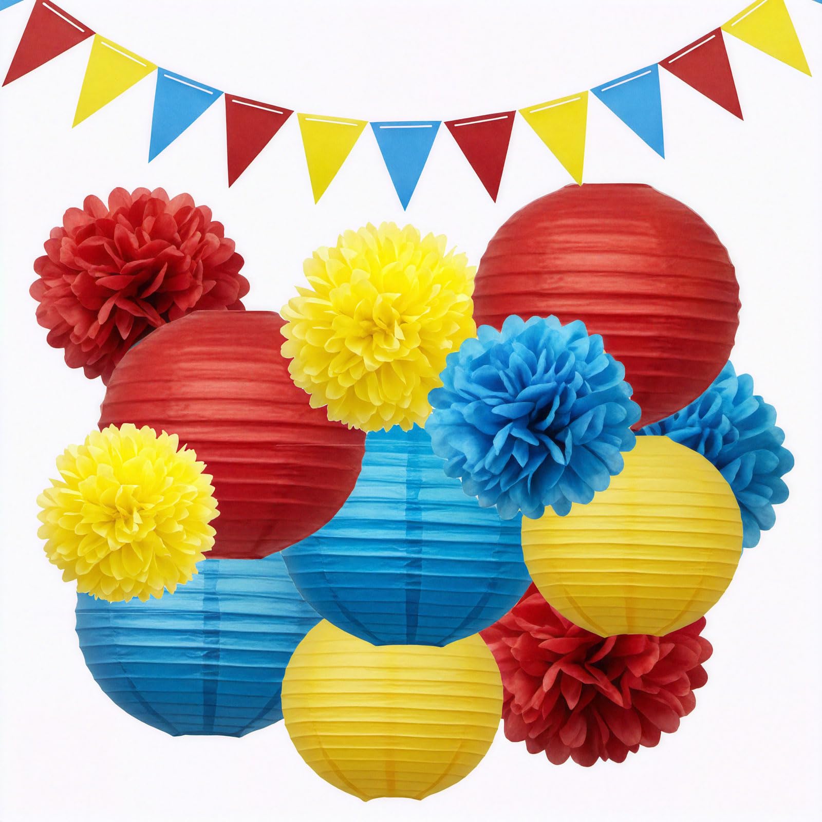 Vsosfiza 27-teiliges Mexiko-Fiesta-Set Rot/Blau/Gelb - Cinco-de-Mayo-Deko für Kindergeburtstage & Hochzeiten
