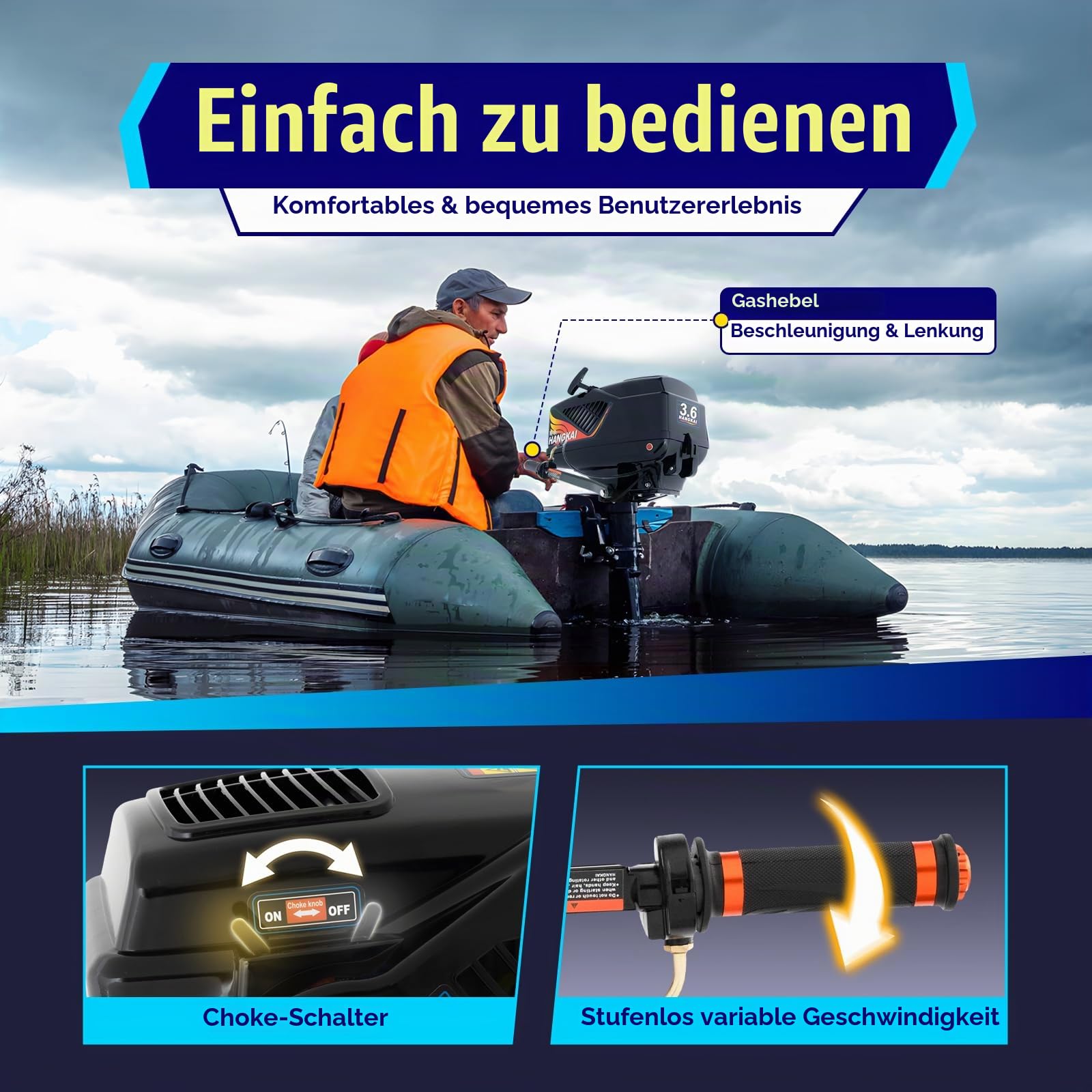 Außenborder Outboard Motor Boot Motor Benzinmoto 2,5-10 PS 2-Takt Außenborder Motor Viertakt Benzinmotor Fischerboot Bootsmotor