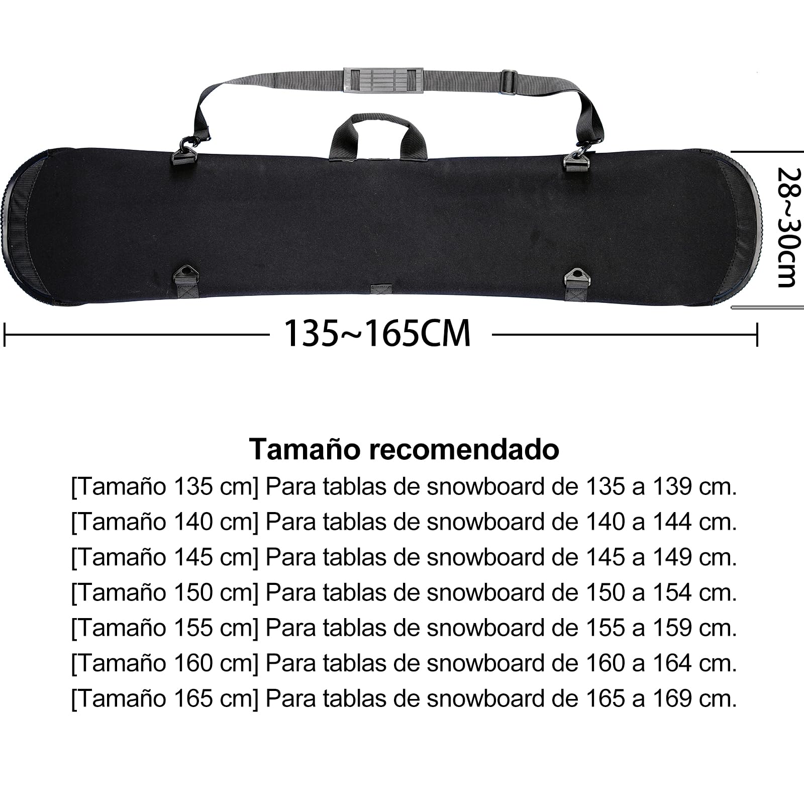 Funda para snowboard, bolsa de snowboard ajustable suave con correa para el hombro con ribete