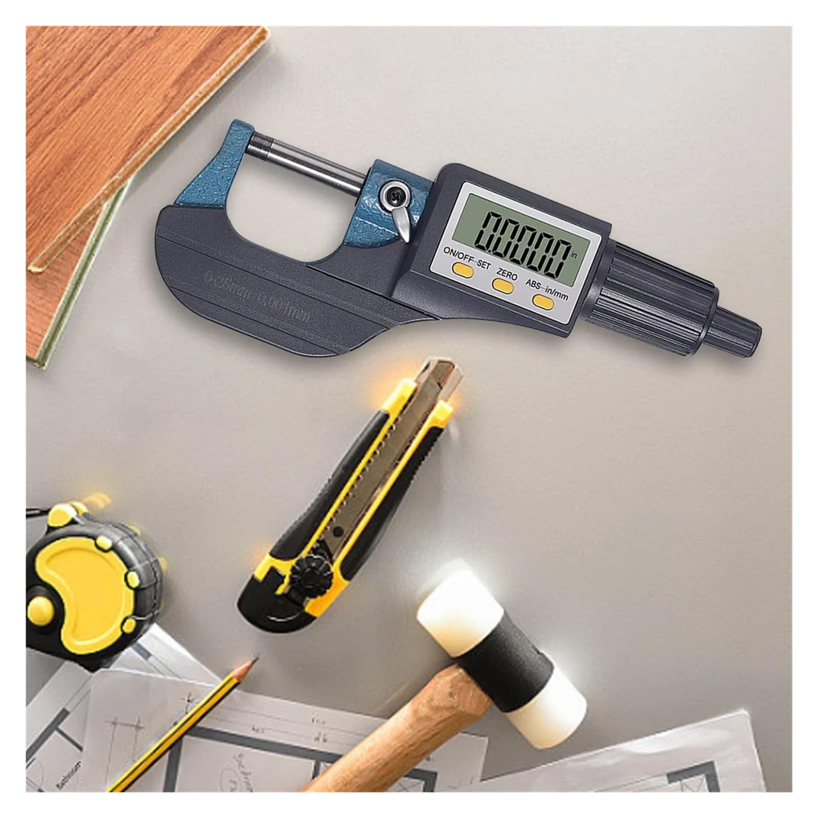 Calibrador micrométrico digital de 0-25 mm con pantalla LCD extragrande y calibrador micrométrico electrónico exterior de 0,001 mm Preciso