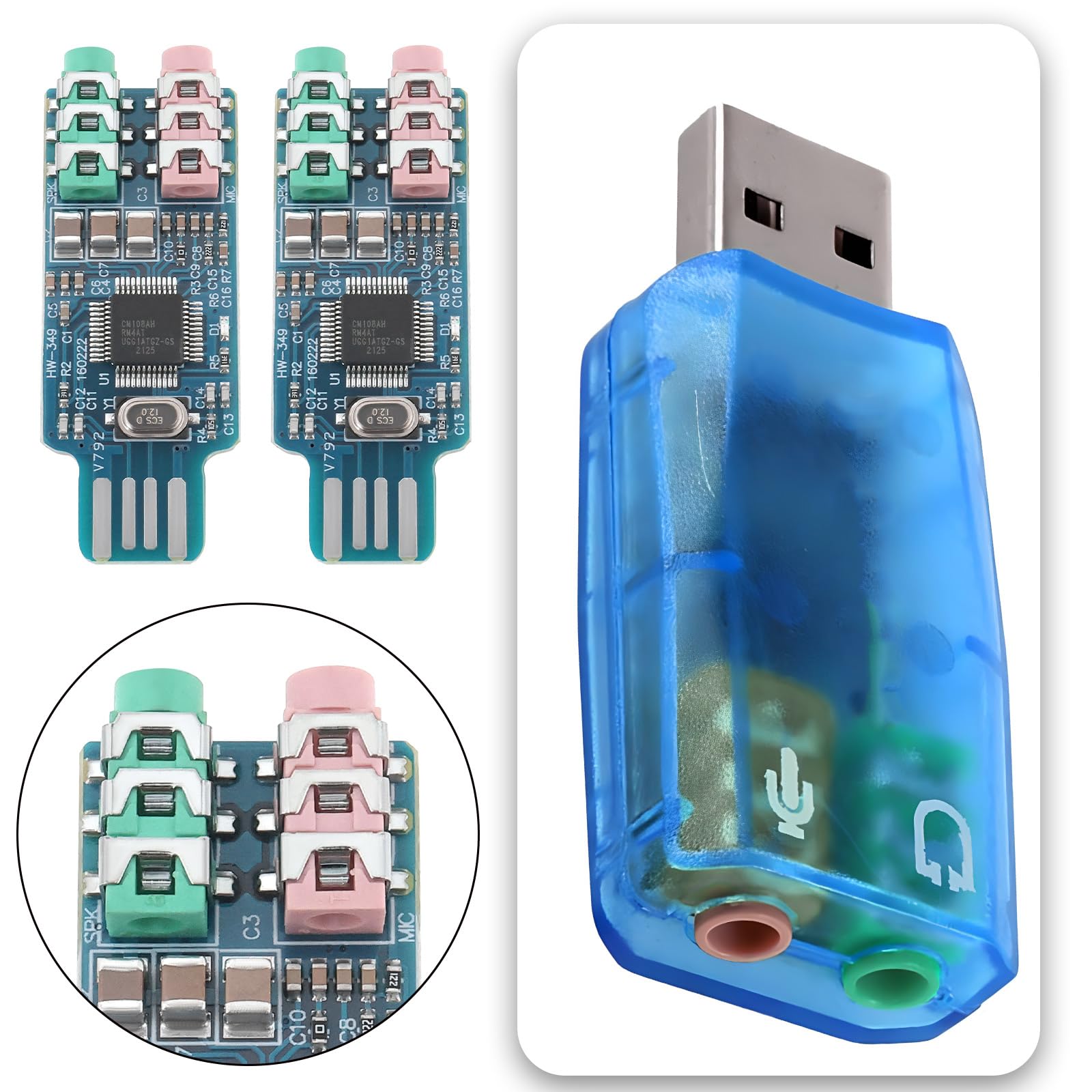 2 Pz CM108 USB Scheda Audio Chip Drive Scheda Audio Gratuita Comoda Scheda Audio Stereo Esterna Crystal Per Computer Portatile 49x19x8mm