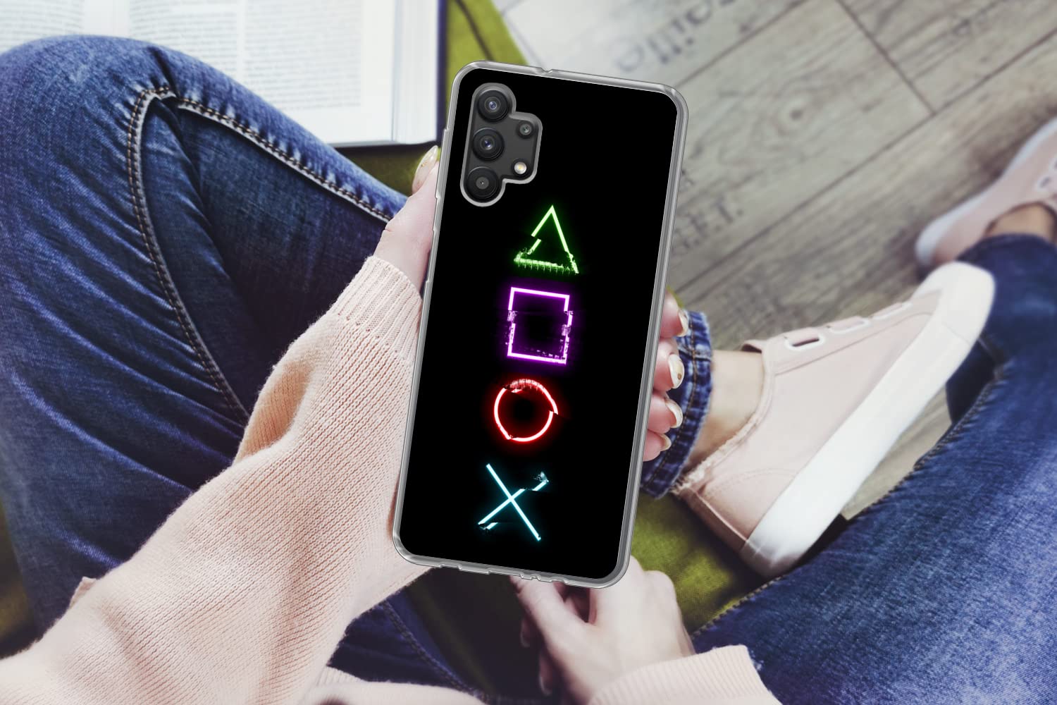 Funda para Samsung Galaxy A32 5G - Juego - Mando - Neón - Funda de Silicona/Funda Blanda para teléfono móvil