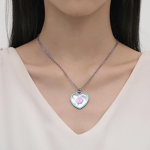 Miniatura 2 de LinnaLove Collar de alerta médica para mujeres personalizable PearlShell Heart Medical ID colgante con cadena de 24 pulgadas