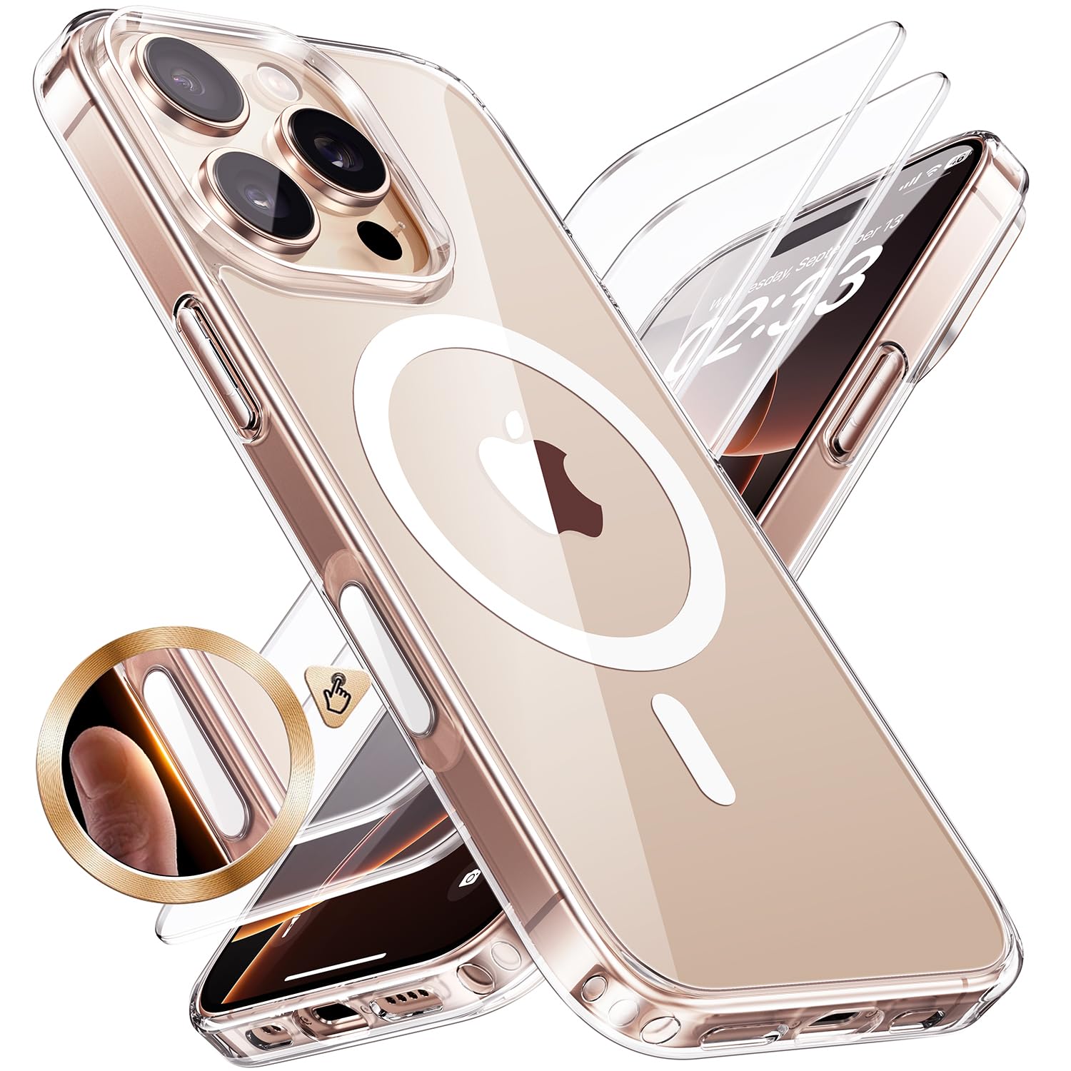 JUESHITUO for iPhone 16 Pro Max Case with Camera Control Button, Not-Yellowing, Fit for Magsafe with 2 Screen Protectors