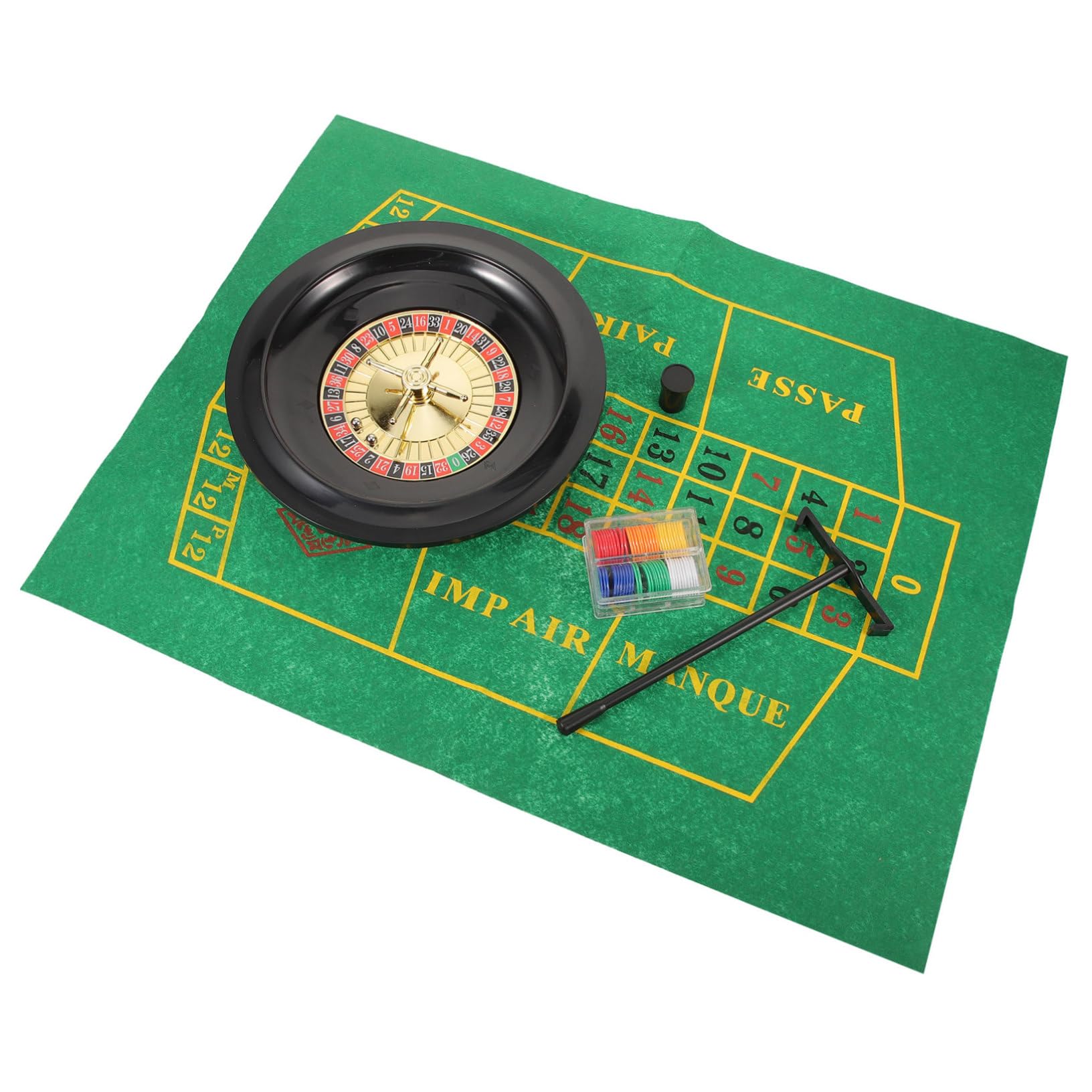 OUNONA 10 ' Roulette Game Set Poker Wheel Table Cover Chips Party Game Prop Poker Supply