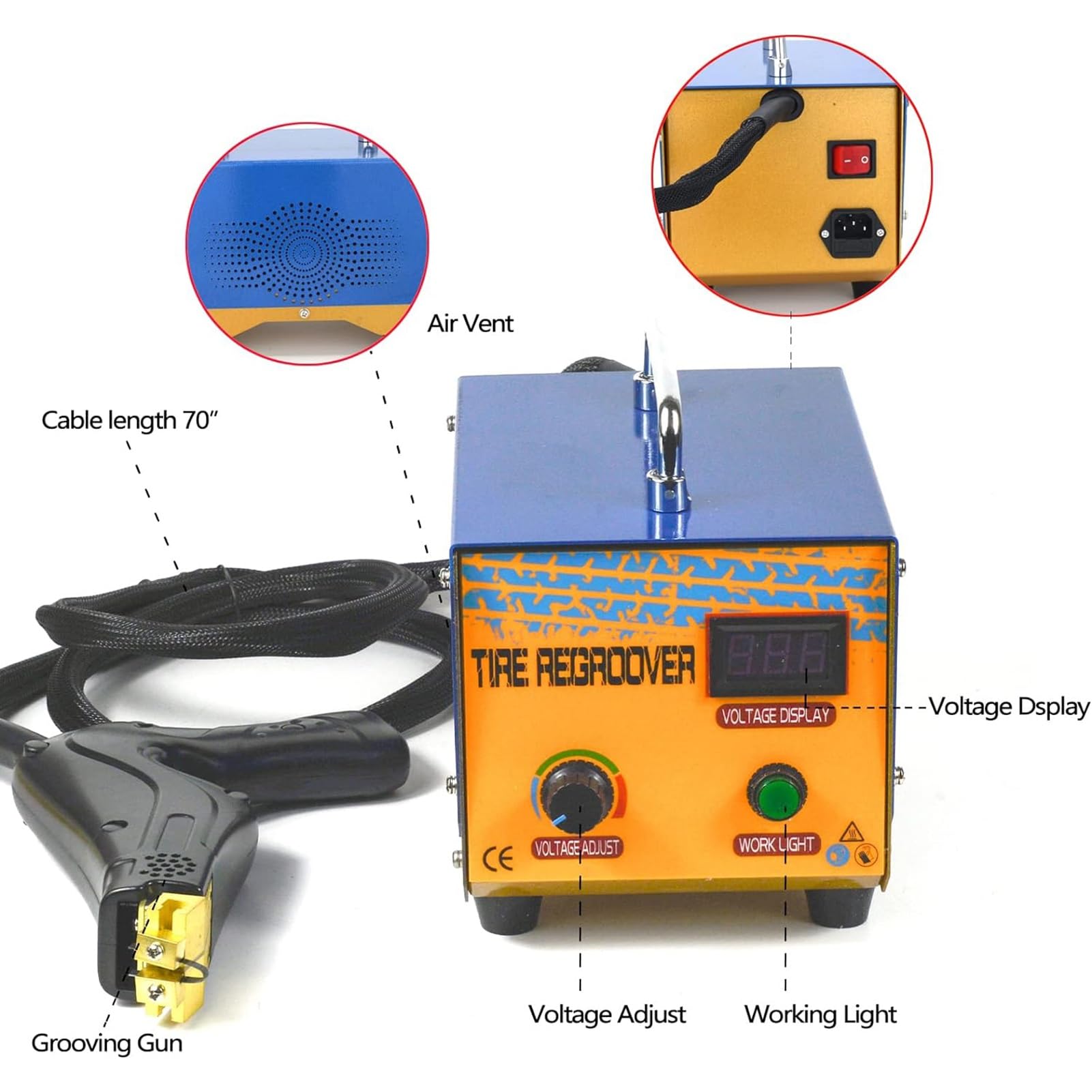 Macchina for Incisione di Pneumatici In Gomma Digitale Elettrica, Strumento for Scanalatura di Pneumatici Ad Alta Efficienza, Strumento Professionale for la Riparazione di Pneumatici for Impieghi Grav