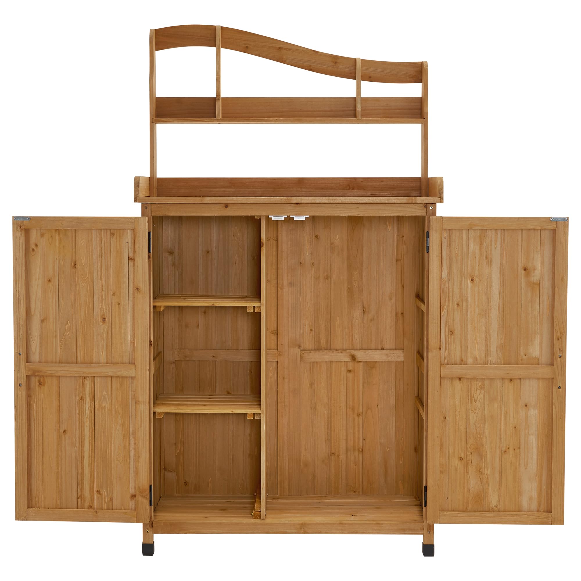 M MCombo 0439 Table de jardinage d'extérieur résistante aux intempéries avec plan de travail en bois pour jardin, balcon et terrasse (naturel)