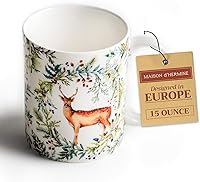 Vista 126 de Maison d' Hermine Taza de café con asas, tazas de porcelana fina de hueso, paquete de una taza de té para bebidas calientes, capuchino latte