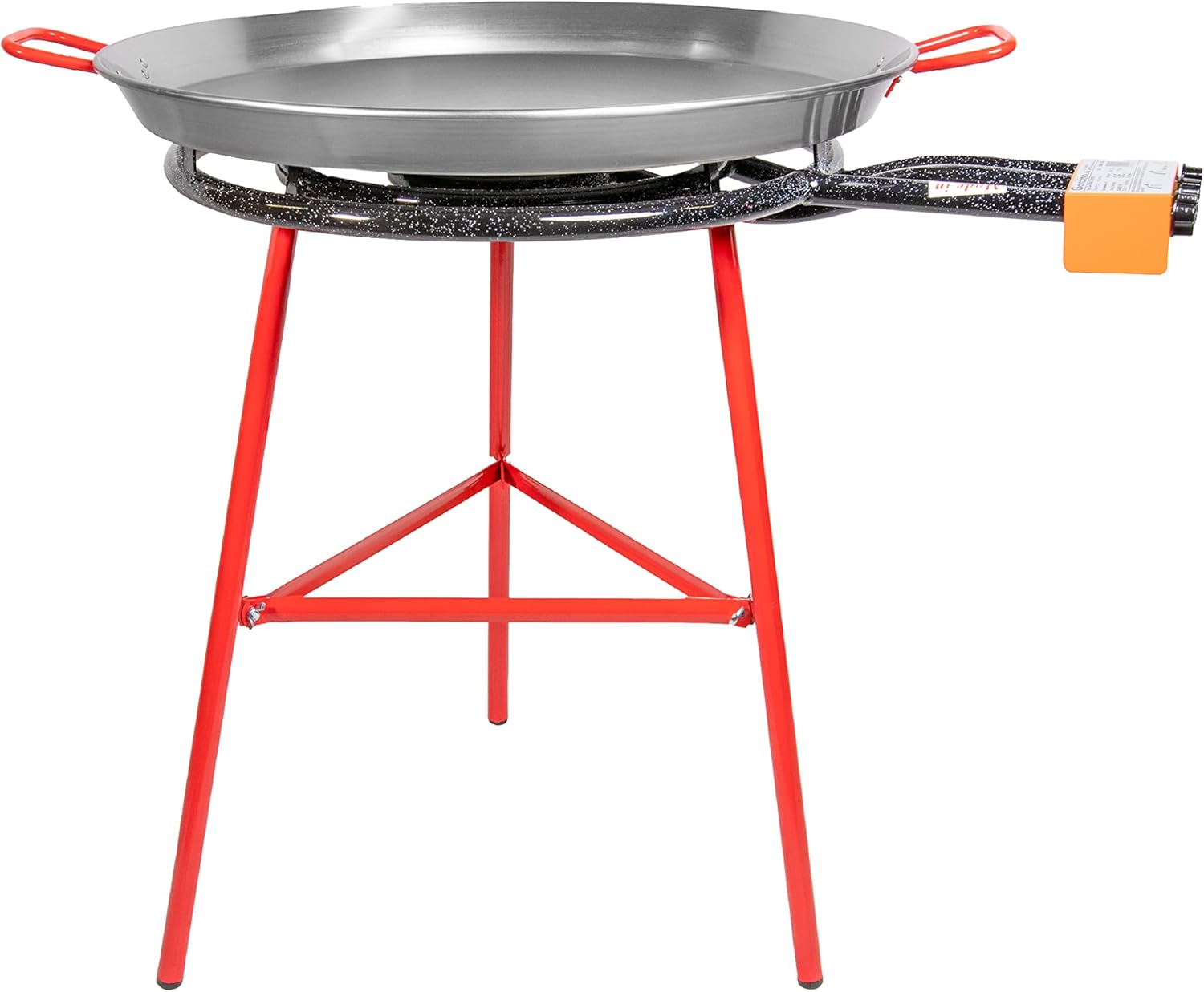 Machika Ibiza Paella Kit with 28-inch Carbon Steel Pan | 8-16 - 24 in Triple Ring Paella Burner and Stand Set (34 in) | Perfect for Gastronomic Events, Caterings, Camping | 25 Servings | Ibiza | 24 Servings