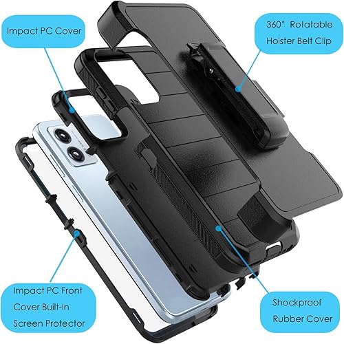 Miniatura 2 de Njjex Funda resistente para Moto G 5G 2023, para Motorola G 5G 2023 con funda de clip para cinturón, protector de pantalla integrado resistente a