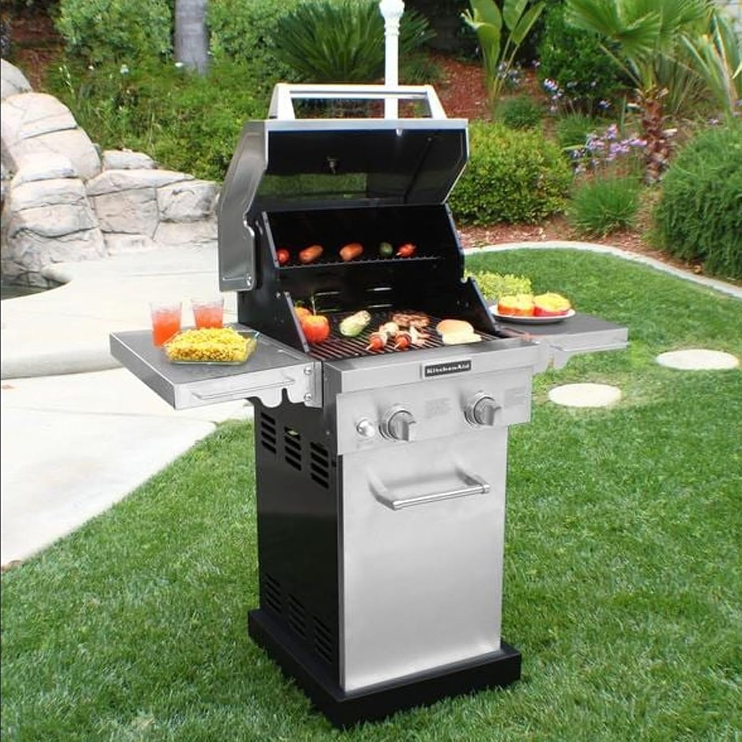 Grill Parts for Kitchen Aid 2-Burner Grill 720-0819, 720-0819A, 720-0819G, 730-0819A 730-0819G, Cooking Grate, Gas Grill Burner Tube and Heat Plate for Kitchenaid Grill Replacement Parts