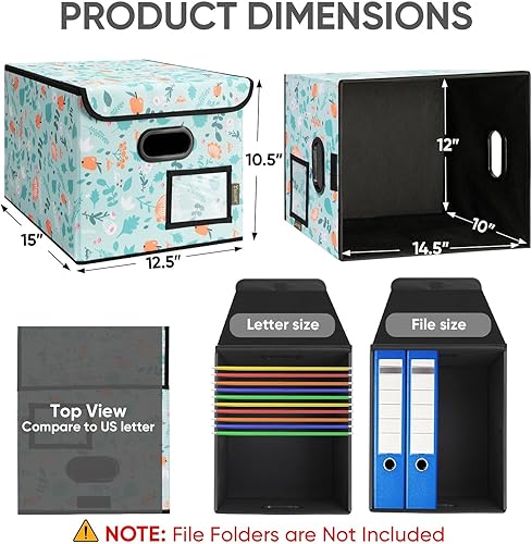 Miniatura 74 de BALEINE - Caja organizadora de archivos con tapa, organizador de carpetas plegable con riel de plástico, caja para carpetas colgantes para Gris