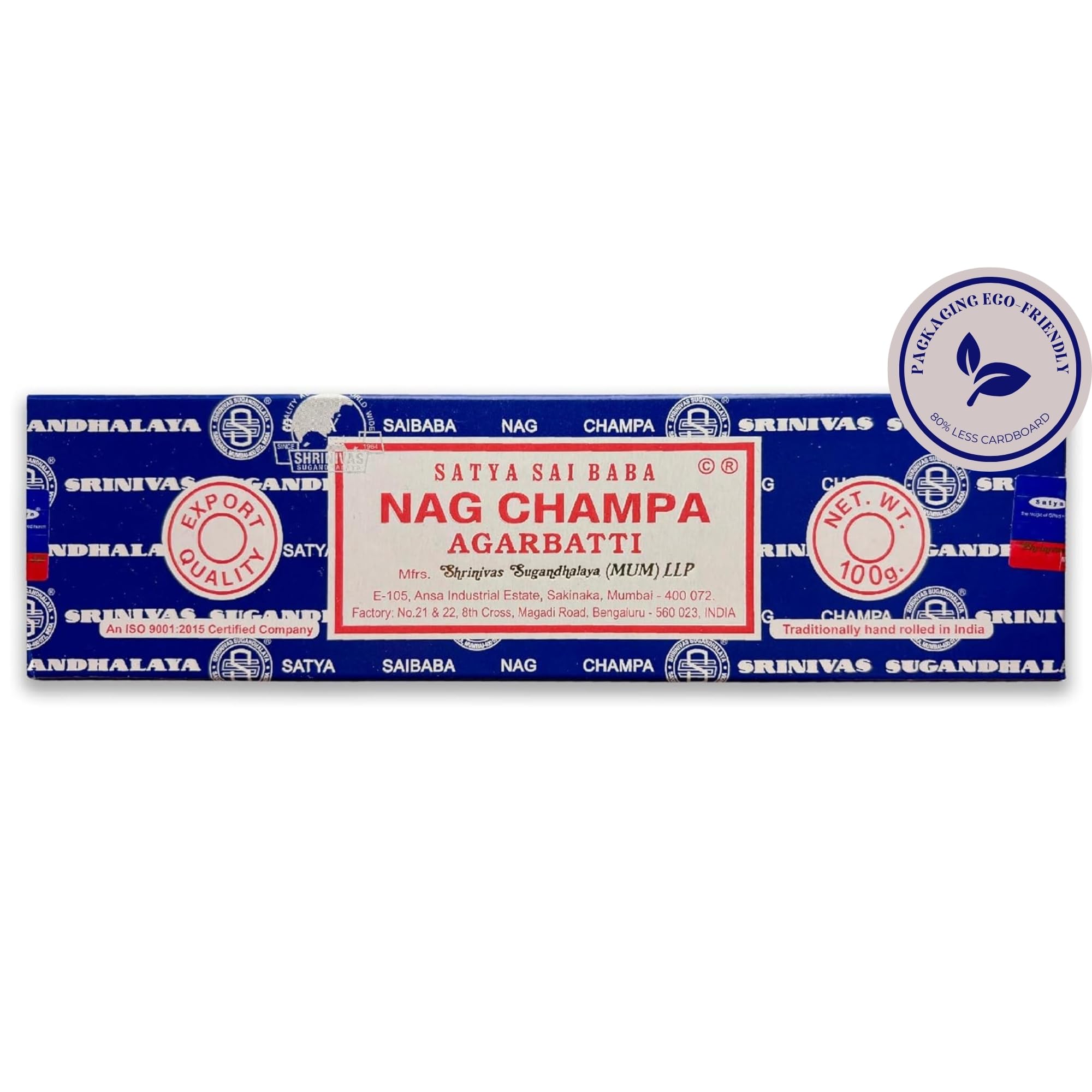 Bâtons d'encens Satya Nag Champa 1 Paquet 100 g Aromathérapie Méditation Yoga