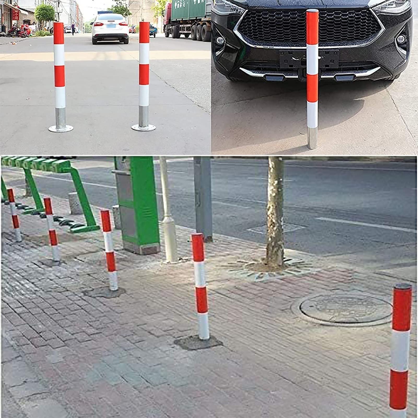 Bolardos, Postes Delimitadores De Tráfico, Barreras De Seguridad con Banda Reflectante, Barreras De Estacionamiento para Obras De Construcción, Gestión De Instalaciones,Regular-0. 6MM