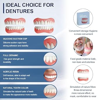 2 Sets Silicone Dentures Fit Over Existing Teeth for Men and Women