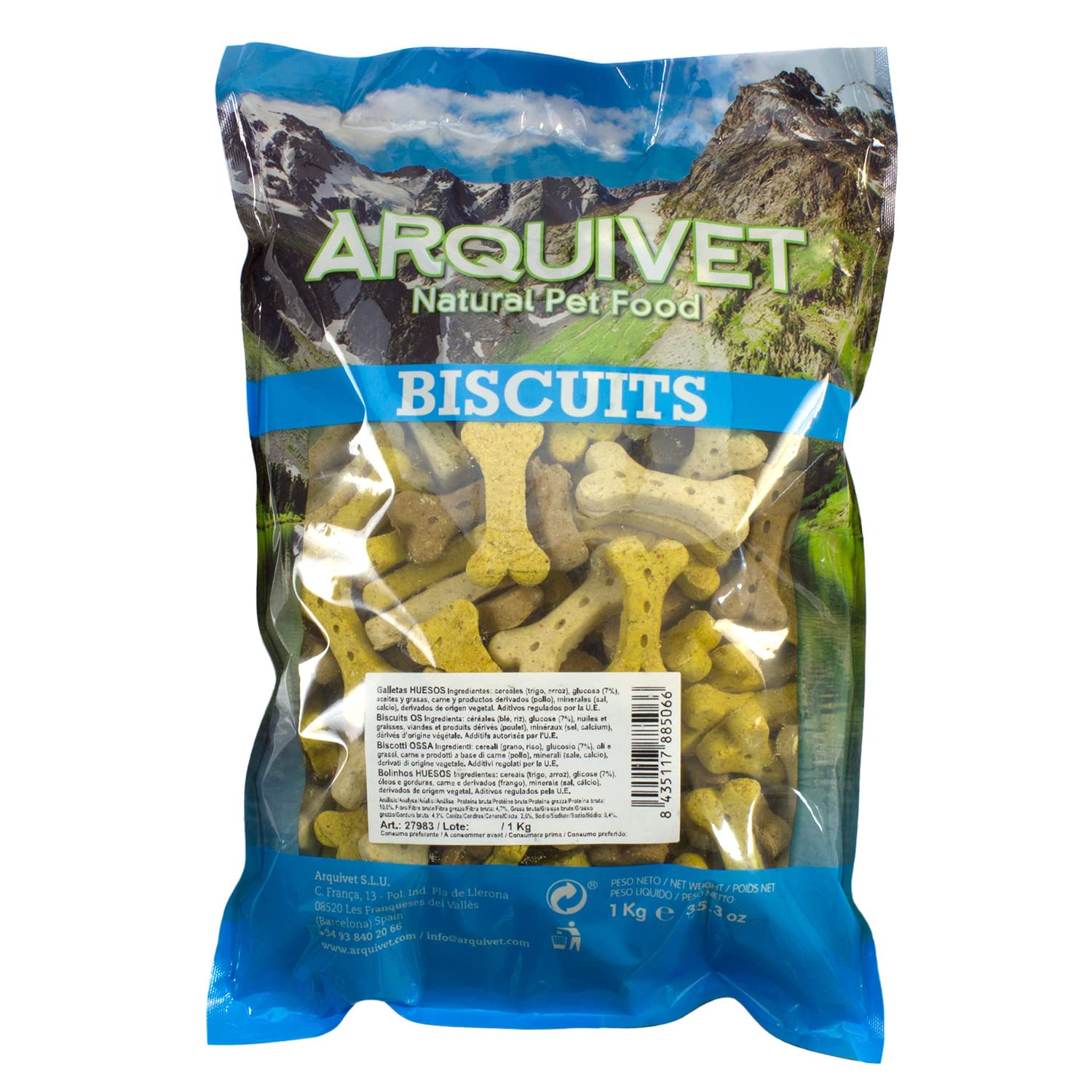 ARQUIVET Biscotti 'Ossa' per Cani - 1 Kg - Snack e Premi (Confezione da 2)