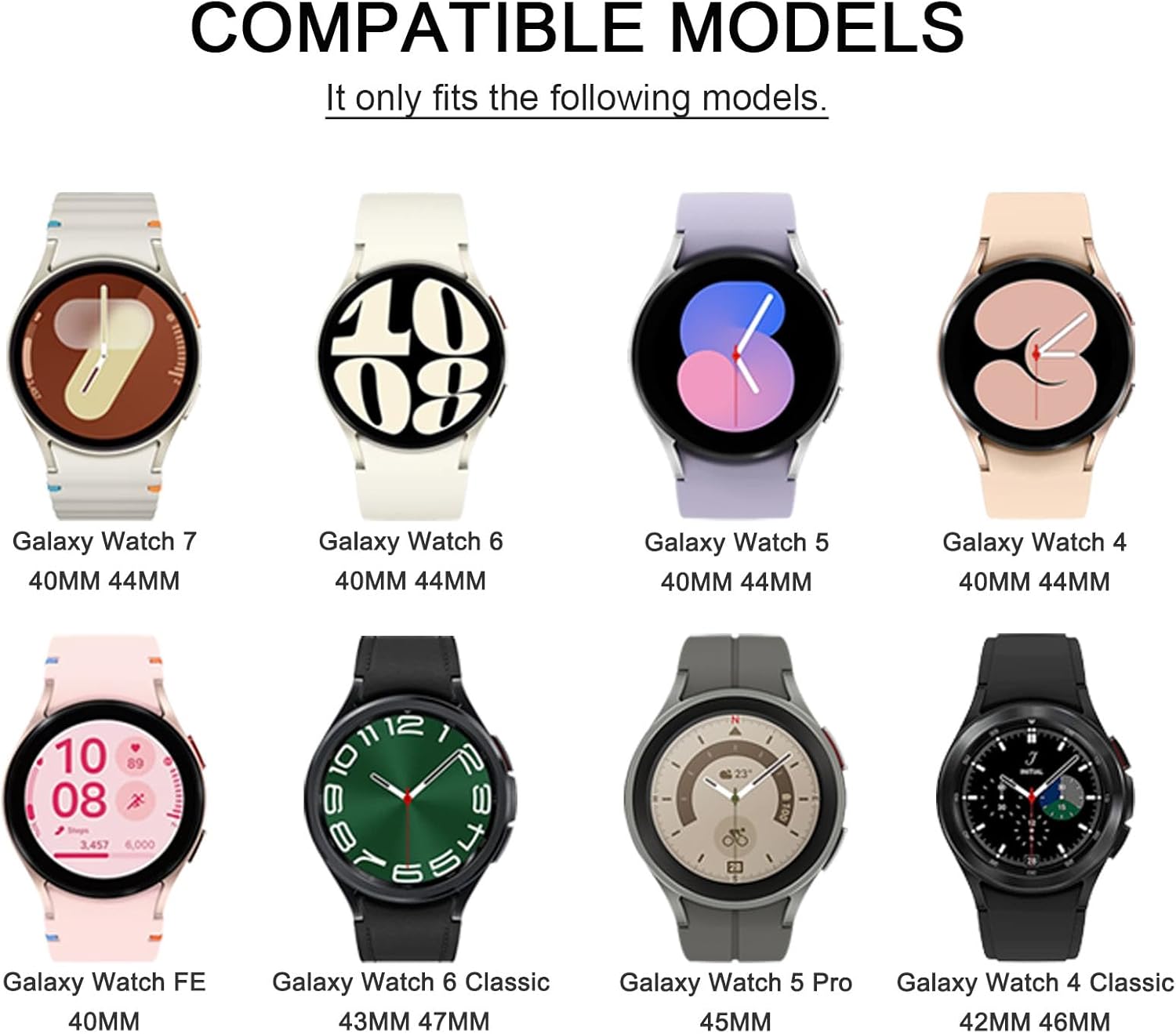 5 Pack Bands Compatible with Samsung Galaxy Watch 4 5 6 7 40mm 44mm, Galaxy Watch 4 6 Classic, Galaxy Watch 5 Pro, 20mm Sport Silicone Watch Band Adjustable No Gap Strap - Image 2