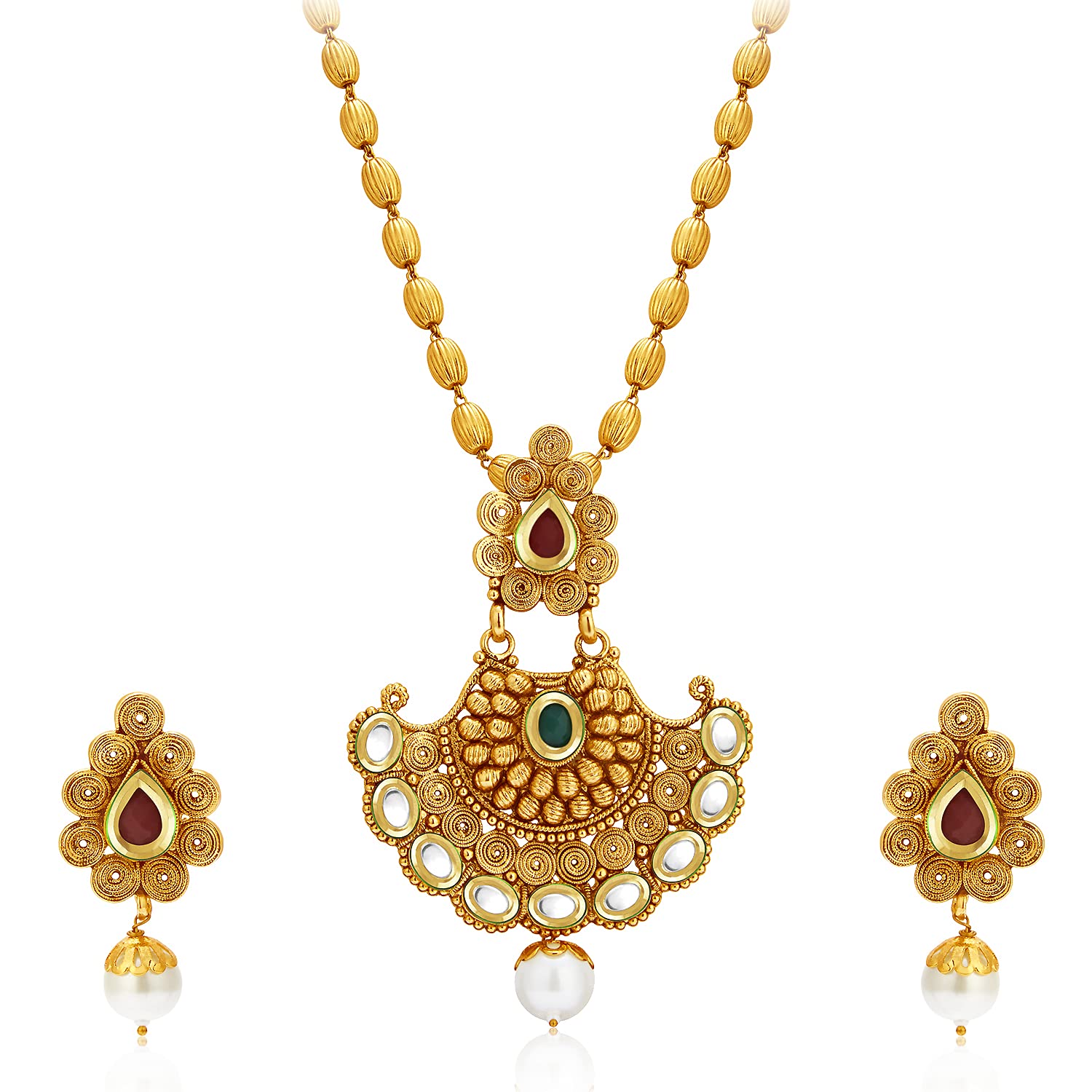 Sukkhi Marvelous Gold Plated Kundan Long Haram Necklace Set For Women (2580NKDP900SK) (B09BNTF8W9) Amazon Price History, Amazon Price Tracker