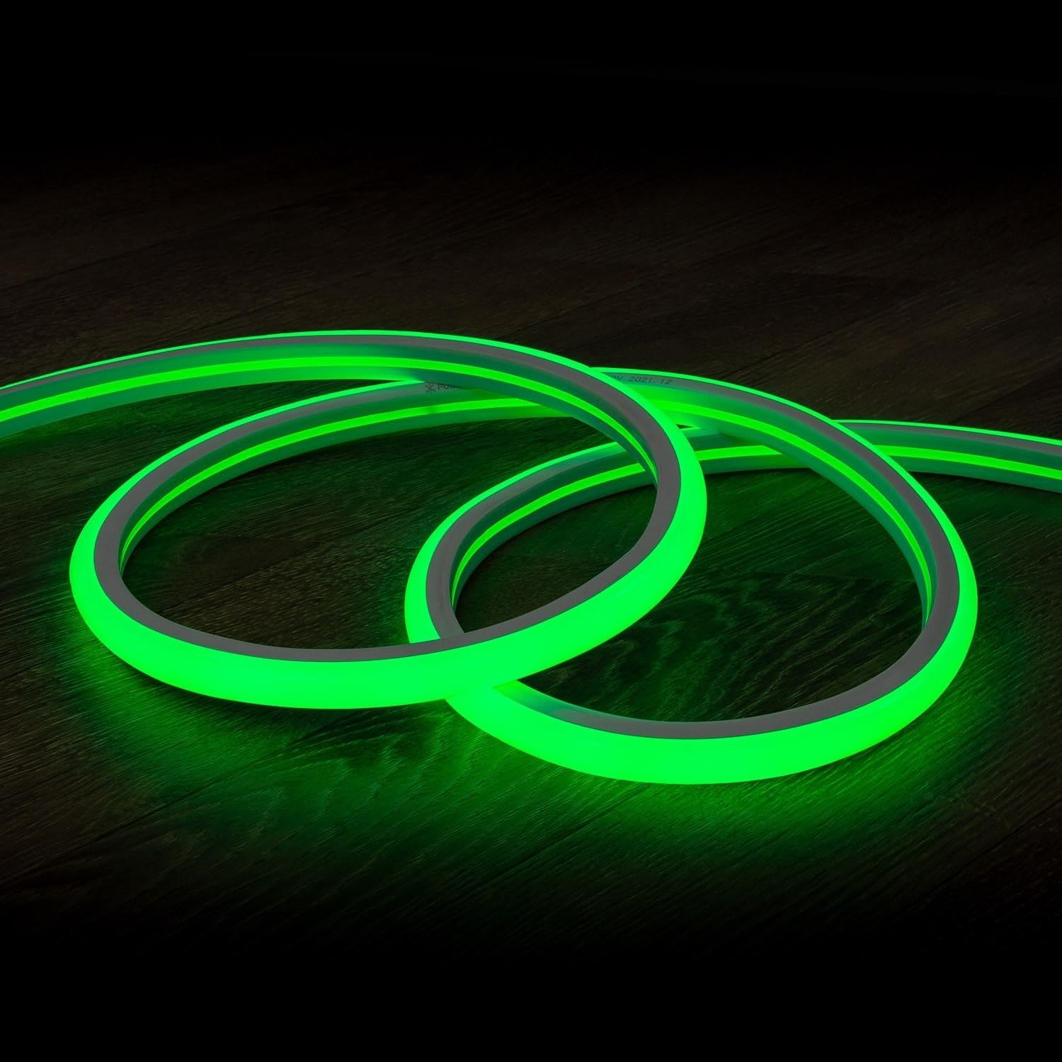 LEDKIA Tira LED Neón Regulable 220V Verde Semicircular 180 7.5W/m Corte 100