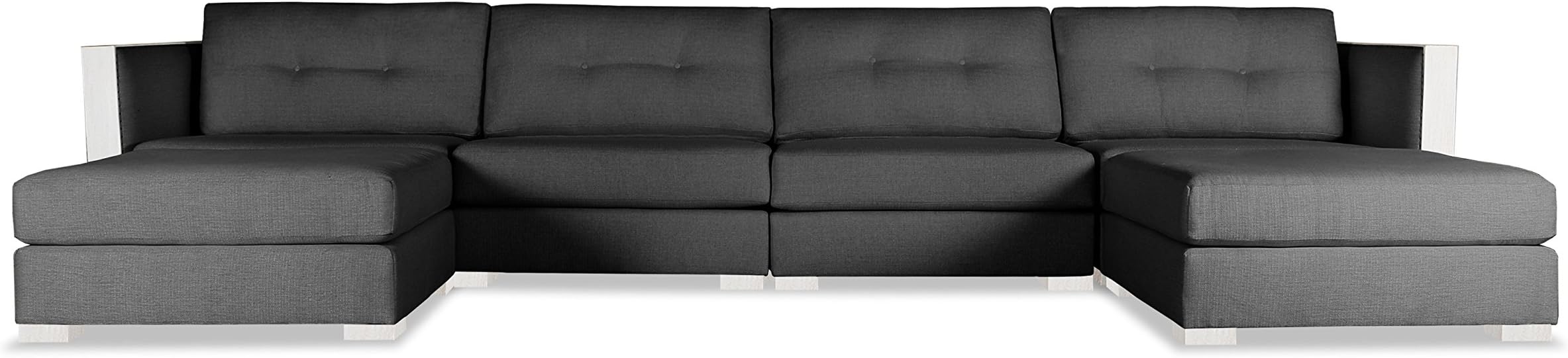 South Cone Home Greenwhich Buttoned Modular U-Shape Double Chase Sectional, Charcoal
