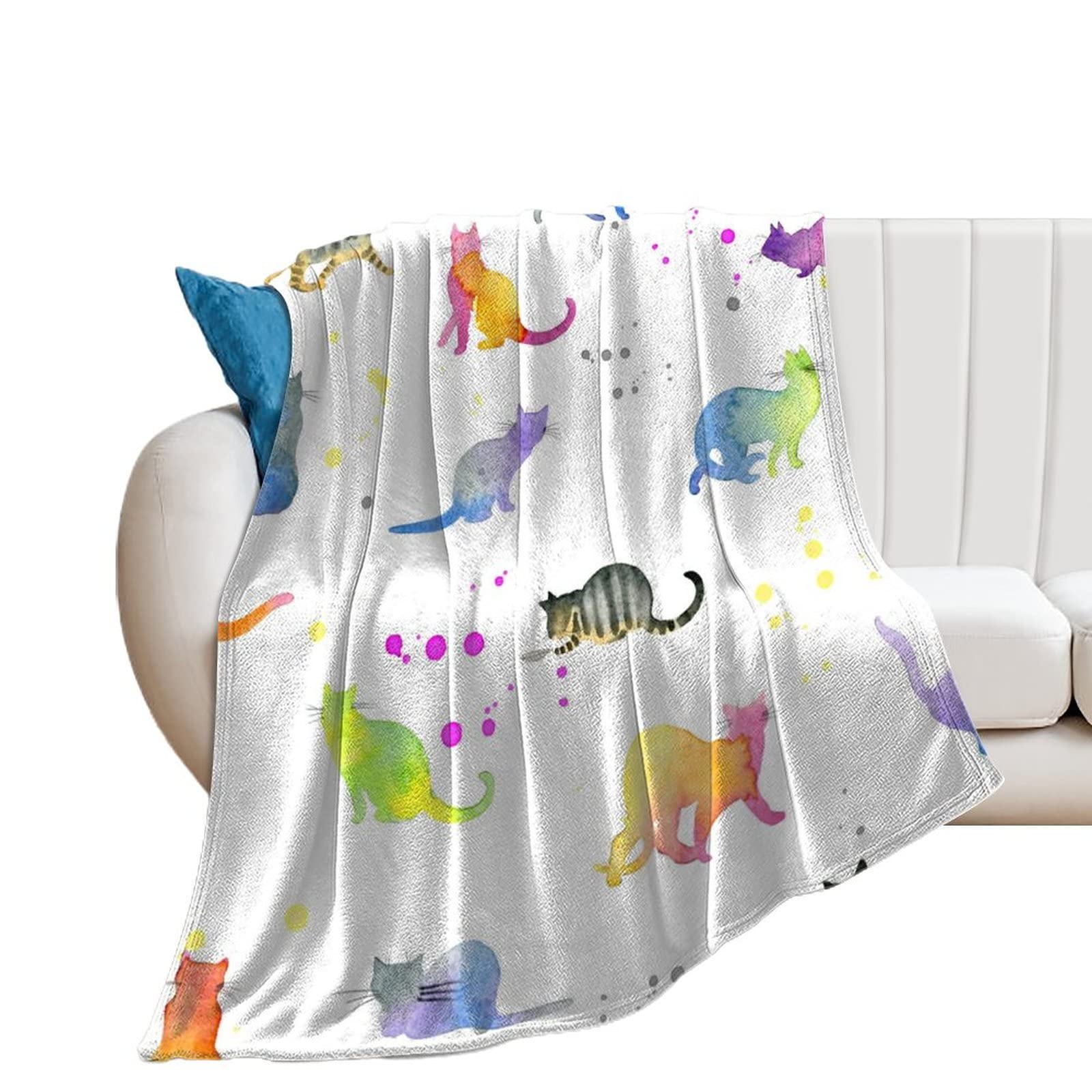 Plaid canapé flanelle couverture polaire chat doux 130x150cm jeté