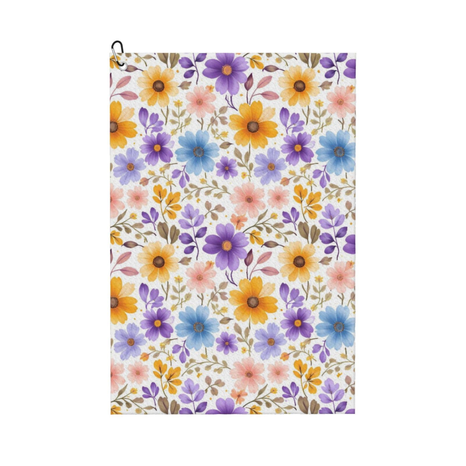 Oudrspo Colorful Watercolor Flower Multi-Functional Golf Towel | Absorbent Quick Drying 16x24in