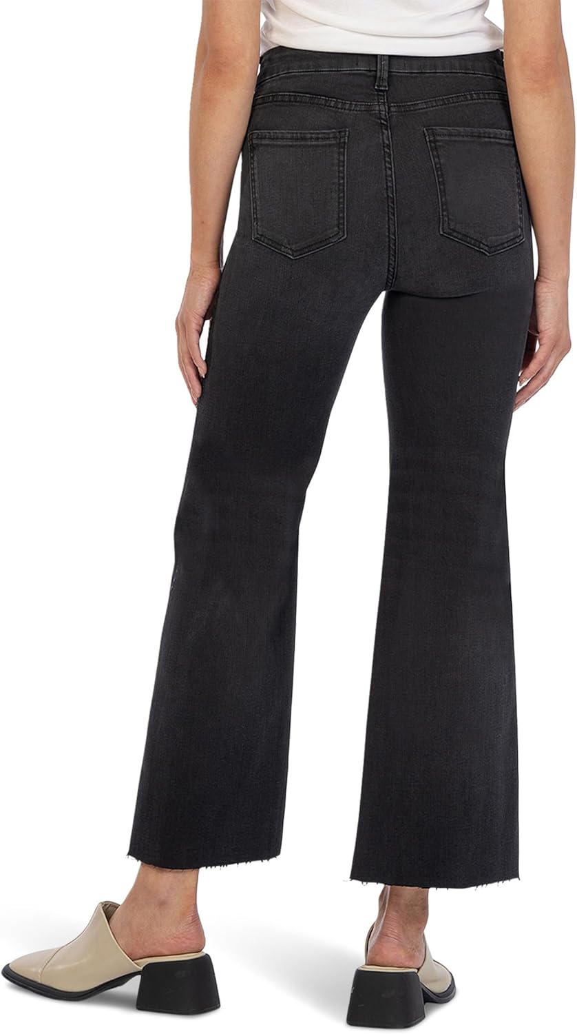 KUT from the Kloth Womens Meg High-Rise Fab Ab Wide Leg Raw Hem in Experiences - Image 2