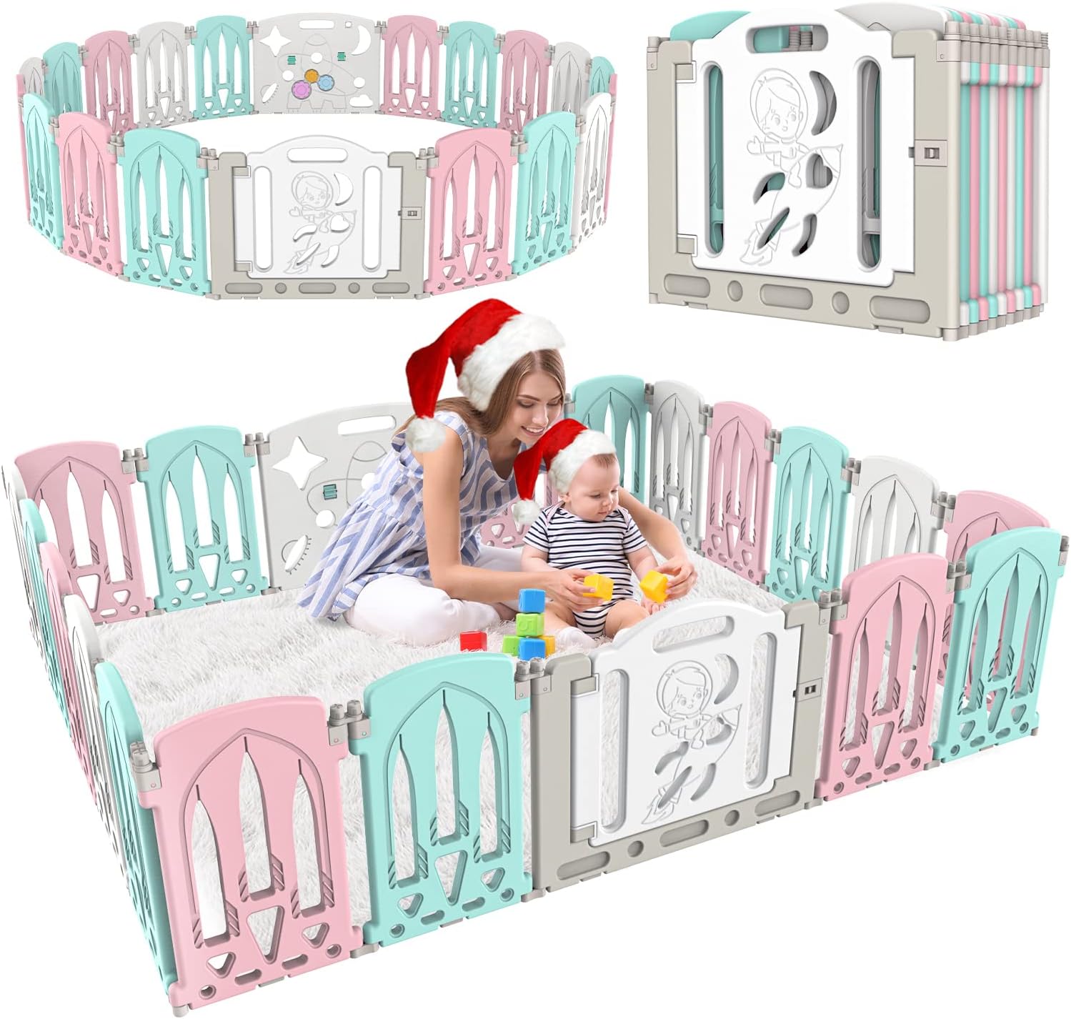 ADVWIN Baby Play Pen with 20 Panels, Foldable Infant Play Pen, Baby