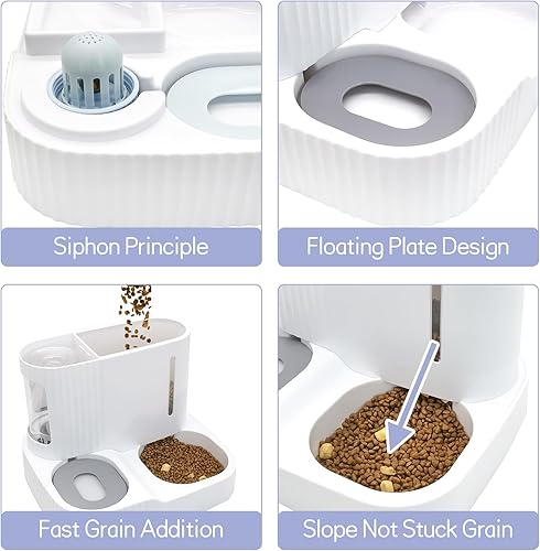Miniatura 6 de Kathson Alimentador automático 2 en 1 para gatos y dispensador de agua, alimentador de alimentación por gravedad para gatos de interior y exterior