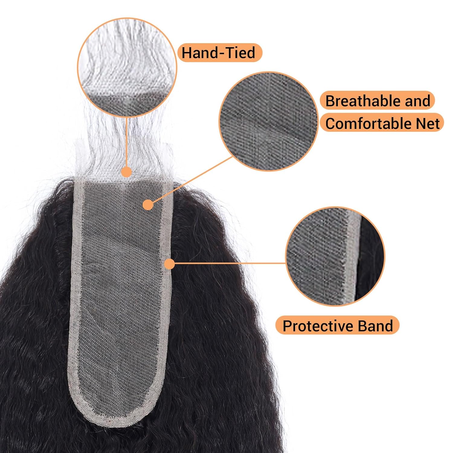 2x6 HD Lace Closure Kinky Straight Transparent 2 by 6 HD Lace Closure 18 Inch 100% Brazilian Virgin Unprocessed Middle Part Human Hair Closure