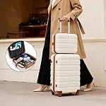 Suitour Luggage Sets 6 Piece, 20-inch Carry-on and 24 28 inch Checked Suitcase Set with Cosmetic Case and Expandable Travel Duffle Bags Set(Beige Tan)