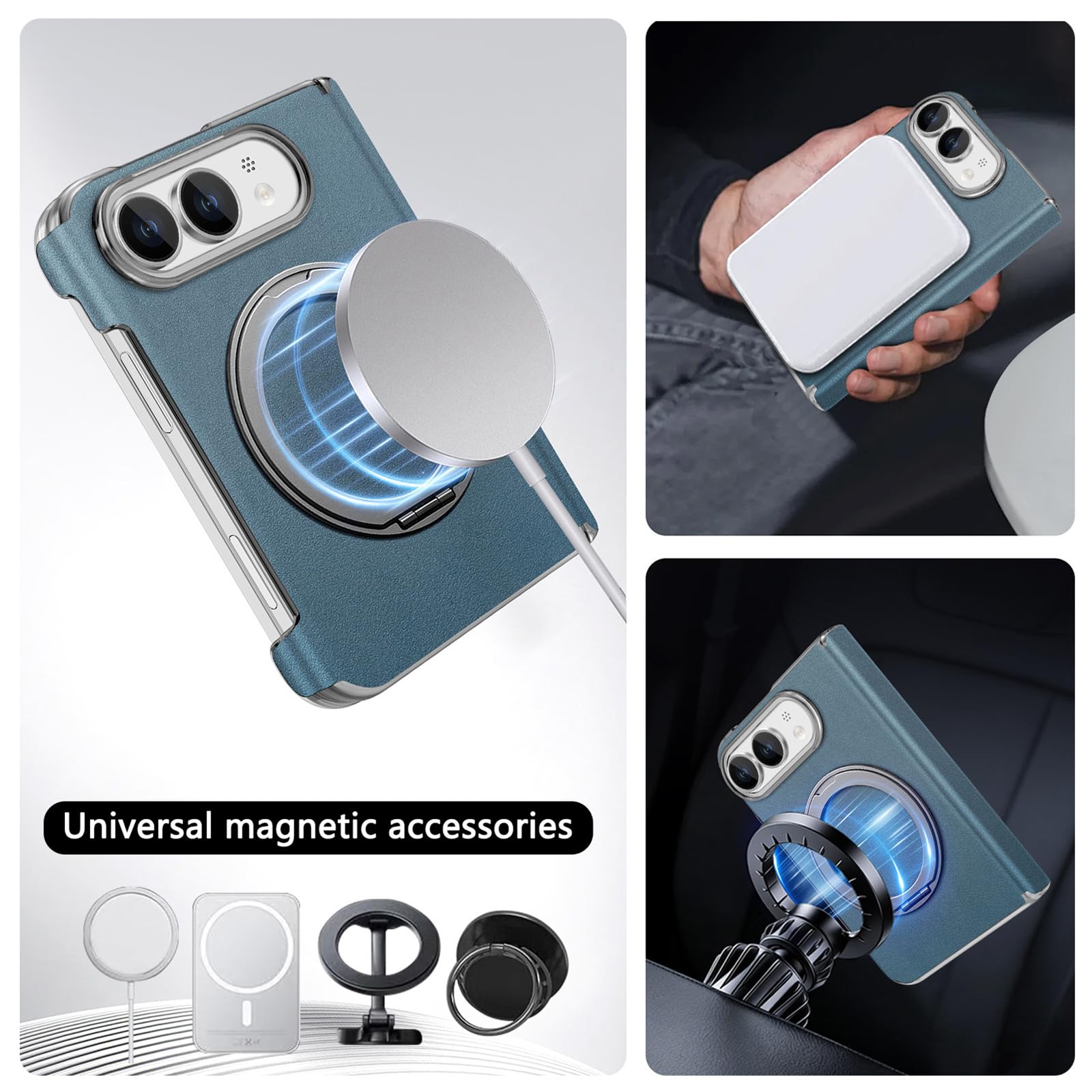 Etui na telefon komórkowy do iPhone Duo, magnetyczny stojak na pierścionek