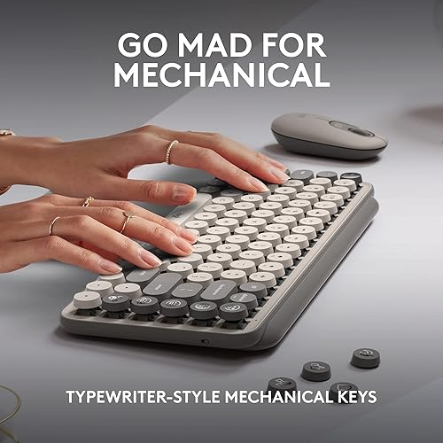 Miniatura 4 de Logitech POP Keys Teclado inalámbrico mecánico con teclas de emojis personalizables, diseño compacto duradero, conectividad Bluetooth o USB,