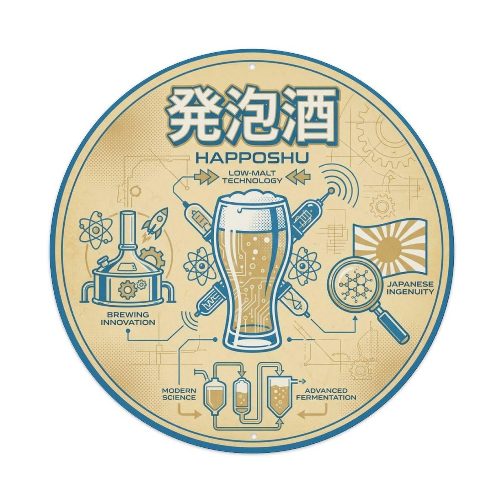 Japanese Happoshu Beer Pub Brewery Craft Hops Malt Metal Tin Sign