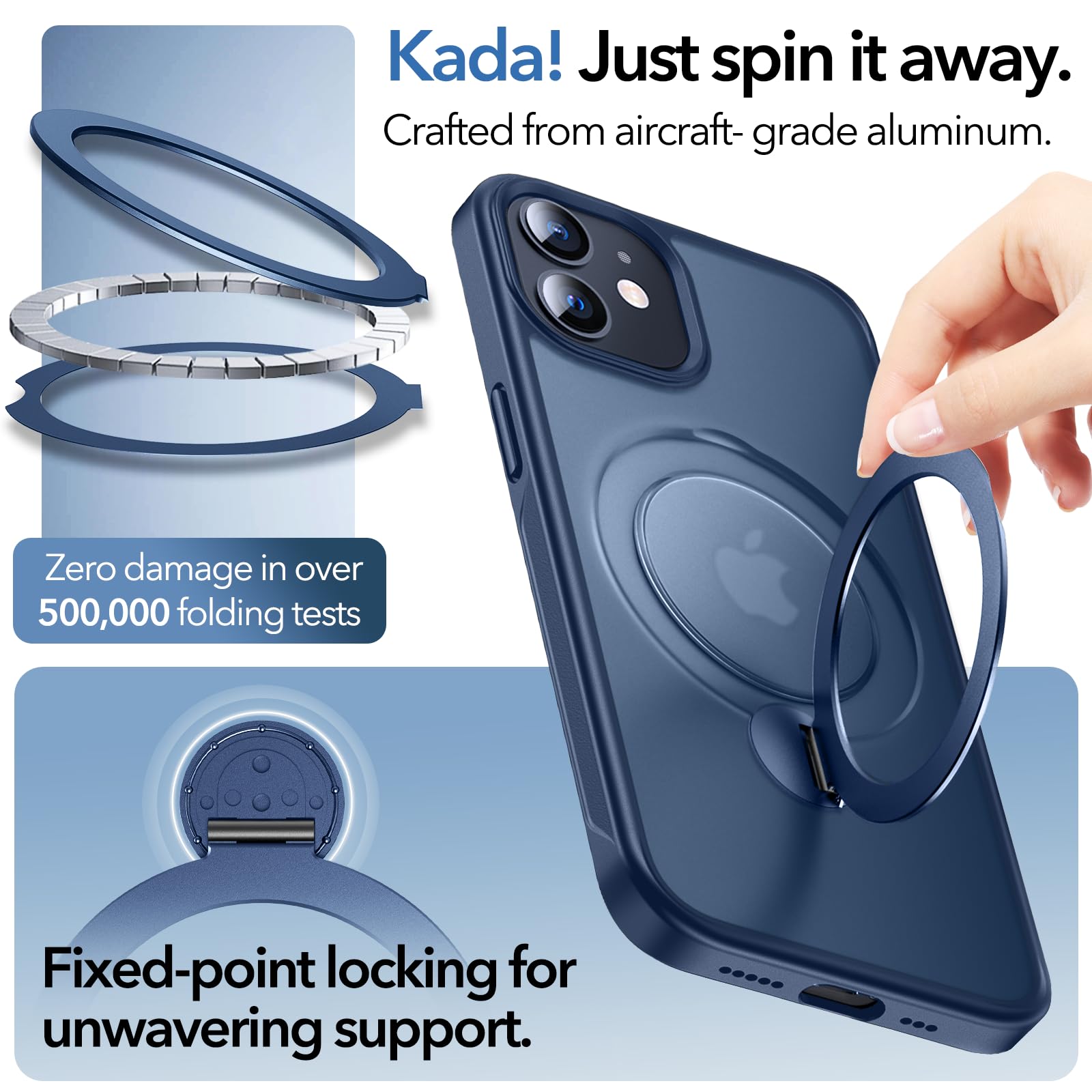 Anqrp 360° ALL-in-ONE Stand Case for iPhone 12/12 Pro Case with Rotatable Magnetic KickStand Ring Holder - Image 2