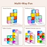 Woodtoe Bâtir des blocs pour les enfants, 24 PCS Rainbow Acrylic Gem Cubes Blocs, Montessori Stacking Jouet pour les tout-petits, Éducation STEM Apprendre des cadeaux de jouets sensoriels pour les garçons filles 3-6