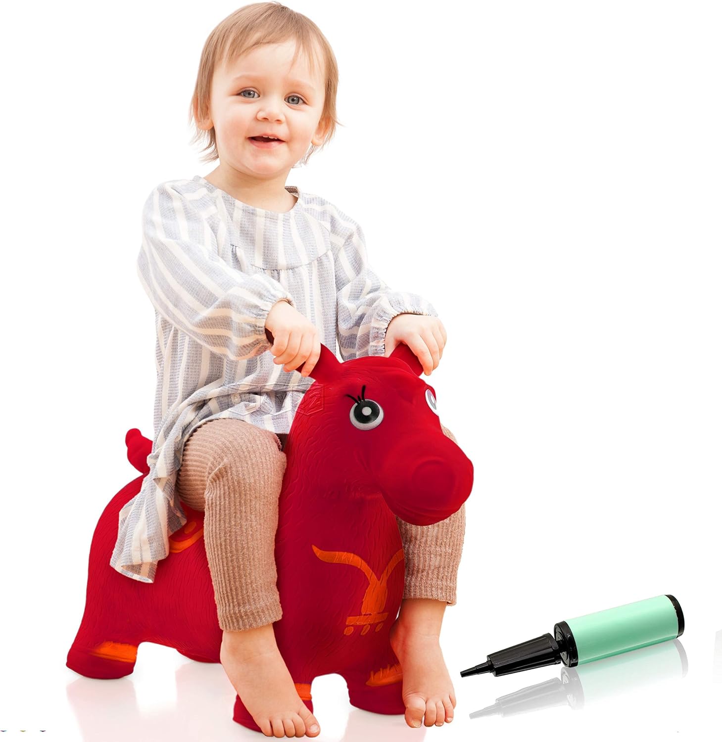 Play22 Horse Hopper RED - Inflatable Horse Bouncer Free Pump Included - Bouncy Horse Toys for Kids & Toddler Riding Horse Toy Great for Indoor and Outdoor Toys Play - Best Gift for Boys and Girls