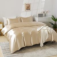 Vista 7 de HOdo Home Funda de edredón de satén, tamaño Queen, 3 piezas, funda de edredón similar a la seda, ultra suave y transpirable, juego de ropa de cama