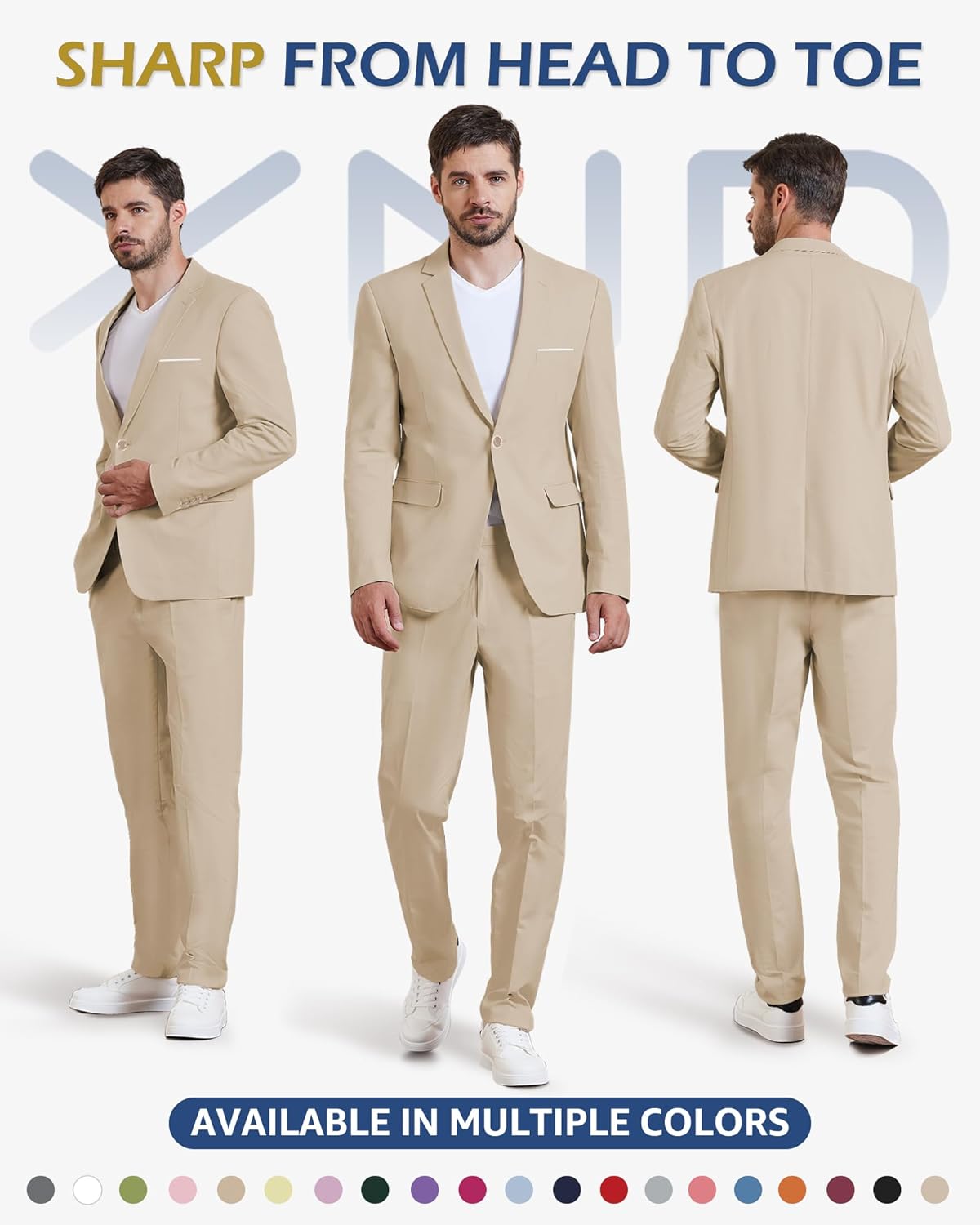 YND Men's Casual One Button Linen Suit Jacket, Slim Fit Sport Coat Lightweight Business Blazer - Image 2