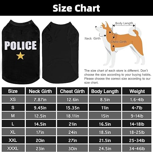 Miniatura 2 de BINGPET Camisa de policía para perros, camiseta de algodón suave para mascotas, ropa para perros, chaleco suave y ligero para perros pequeños y